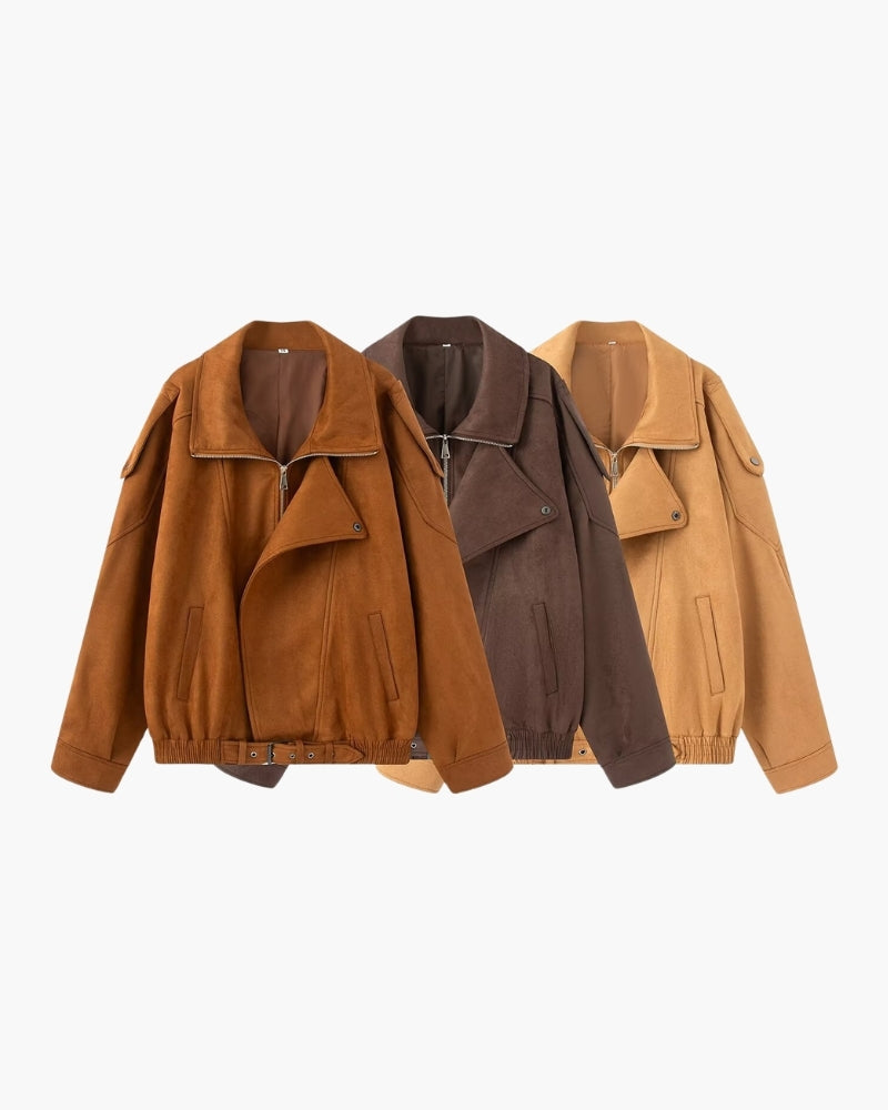 Vintage Suede Drape Jacket - Dalm Fashion