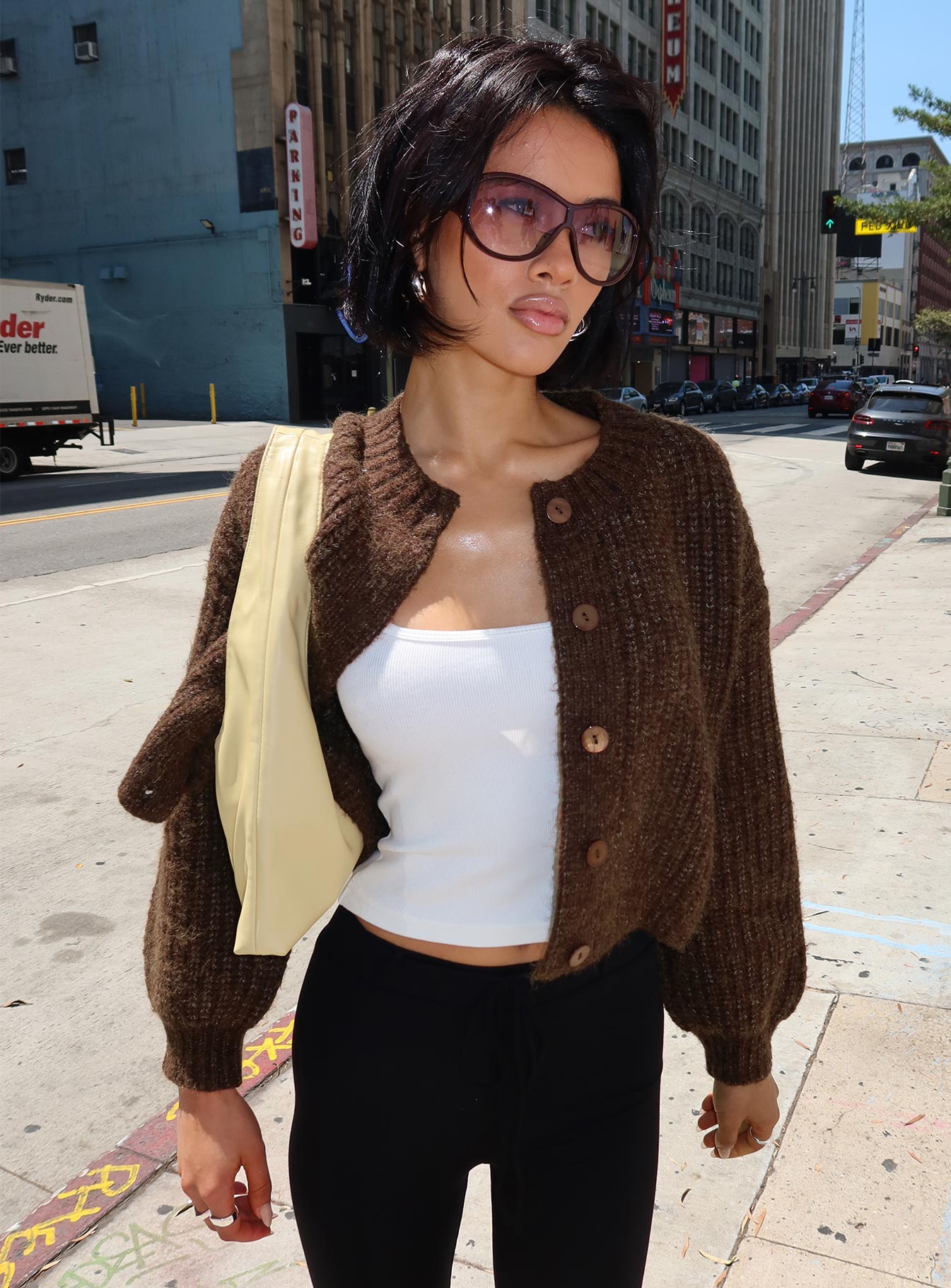 Hadly Knit Cardigan Brown
