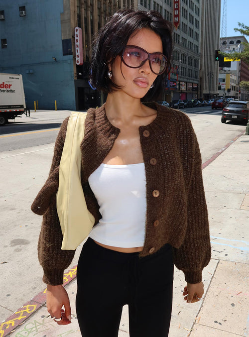 Hadly Knit Cardigan Brown