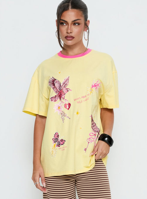 Wild Light Oversized Graphic Tee Yellow / Pink