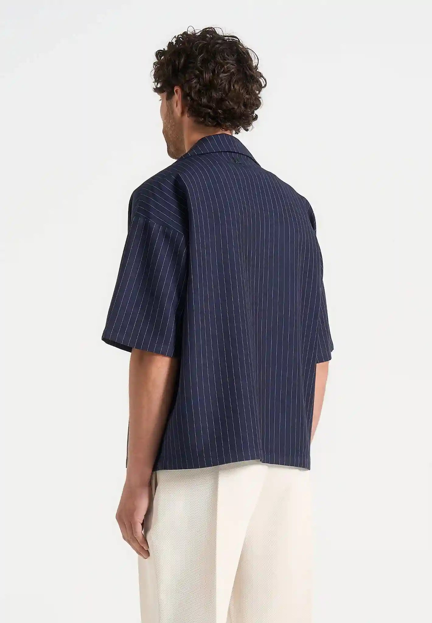 Boxy-twill-double-breasted-shirt-cream - Dalm Fashion