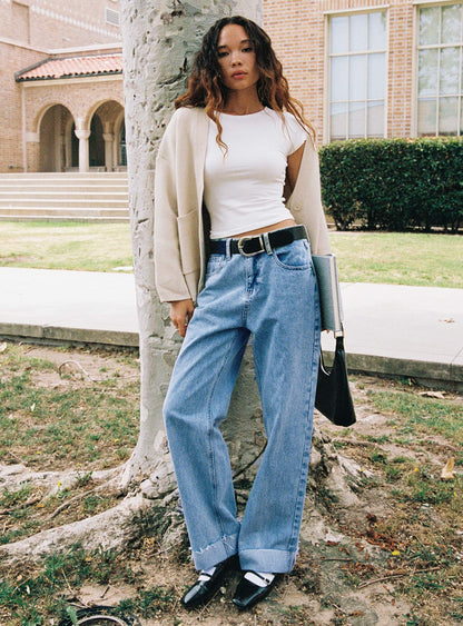 Ollie Mid Rise Straight Leg Jean Light Wash Denim