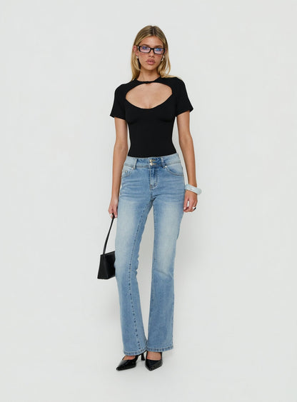 Giallo Solid Bodysuit Black