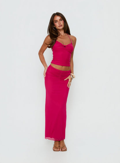 Jailon Twist Detail Halter Top Guava