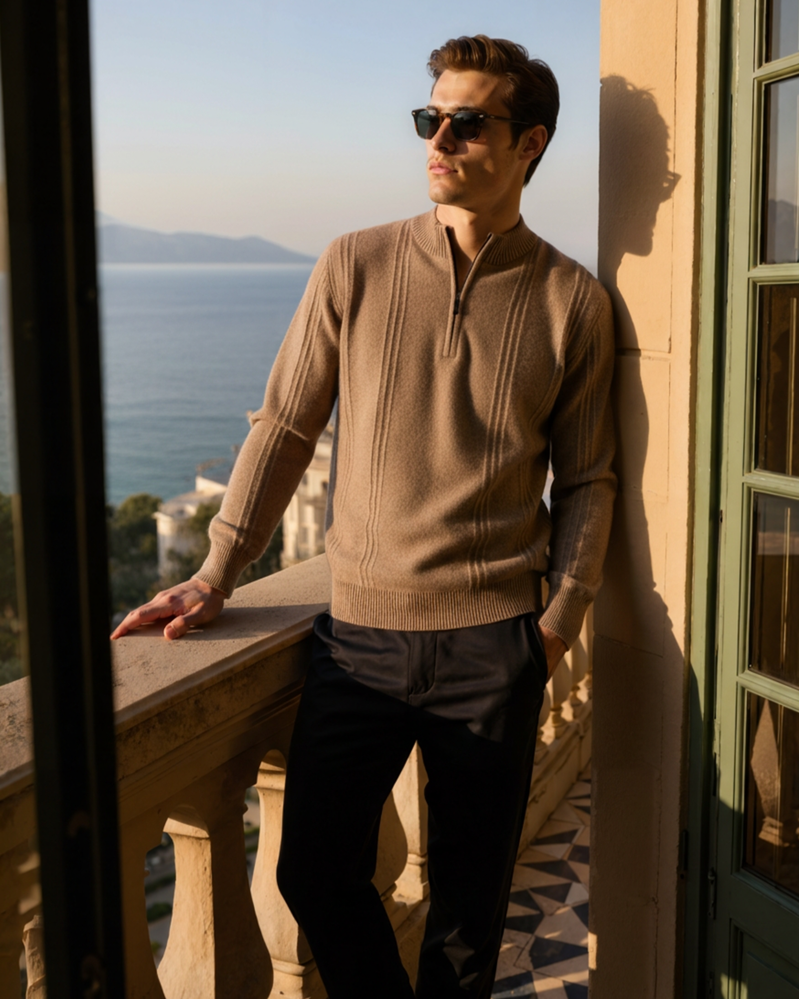 100% Cashmere Ribbed Half Zip - Dalm Fashion