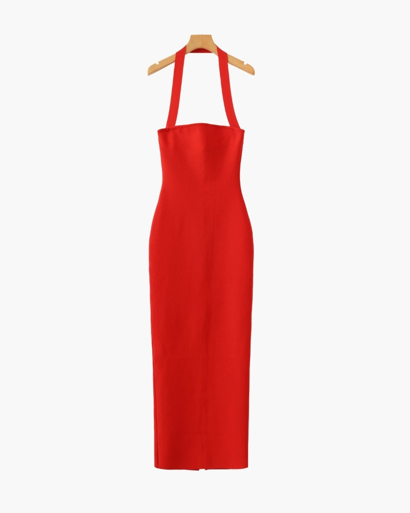 Women's Halter Neck Slim-Fit Maxi Dress - Dalm Fashion