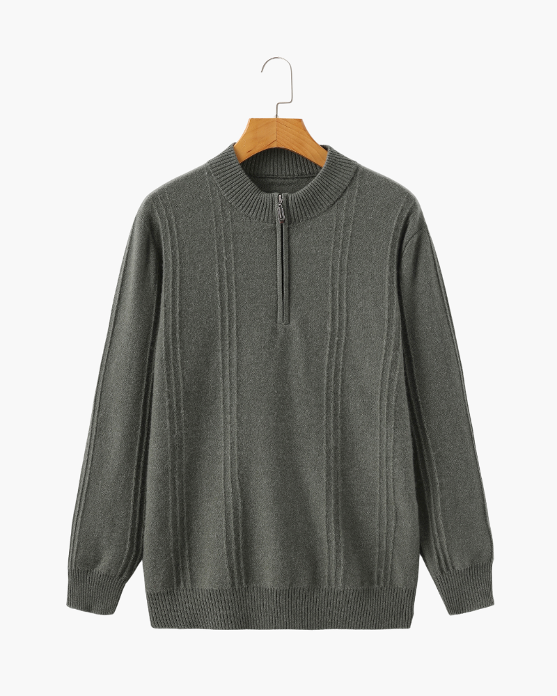 100% Cashmere Ribbed Half Zip - Dalm Fashion