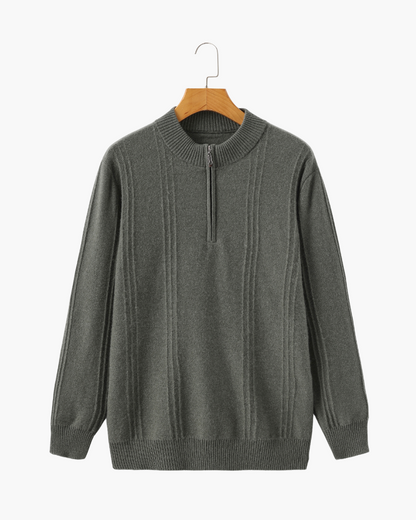100% Cashmere Ribbed Half Zip - Dalm Fashion