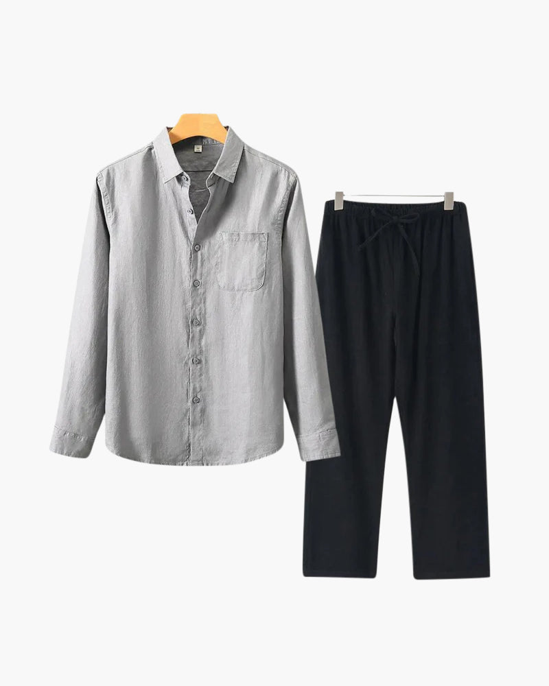 Linen Combo Set (Long Sleeve) - Dalm Fashion
