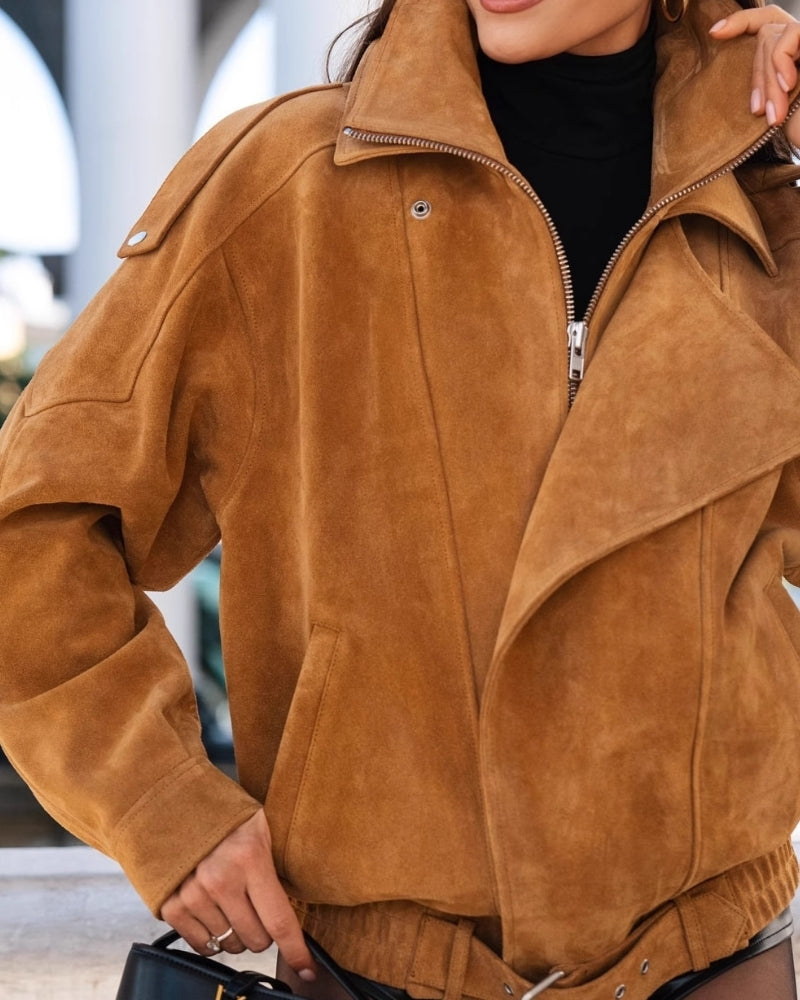 Vintage Suede Drape Jacket - Dalm Fashion