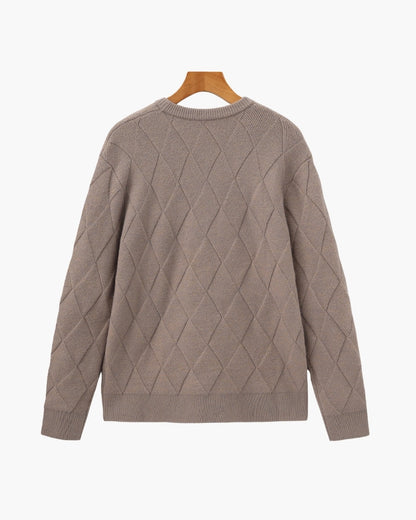 Diamond Knit Crewneck Sweater - Dalm Fashion