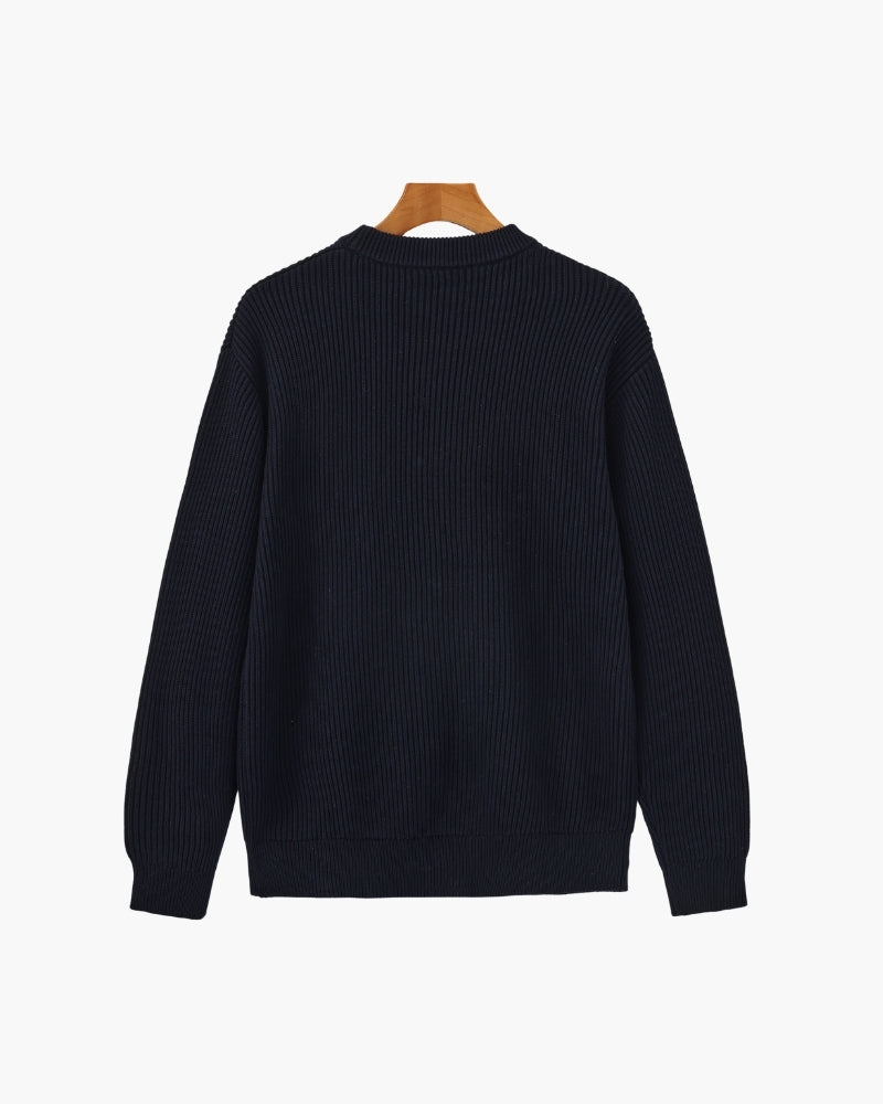 Rib Knit Crewneck - Dalm Fashion