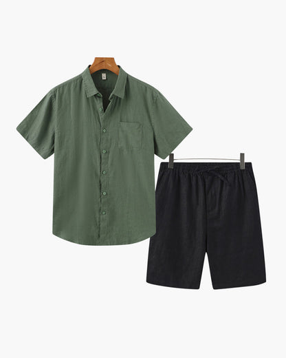 Linen Combo Set with Shorts - Dalm Fashion