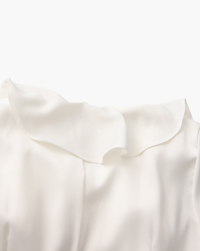 Pearl Button Ruffle Midi Dress - Dalm Fashion