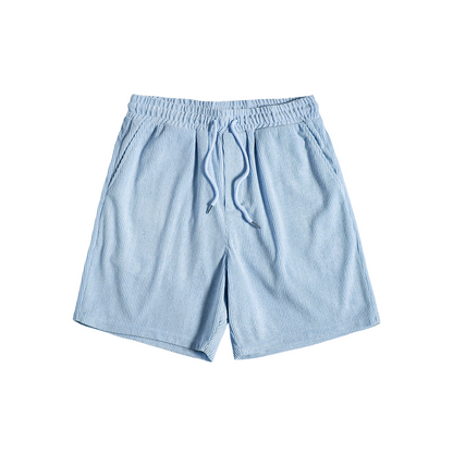 Short-Sleeved Corduroy Button Up Shirt & Shorts - Dalm Fashion