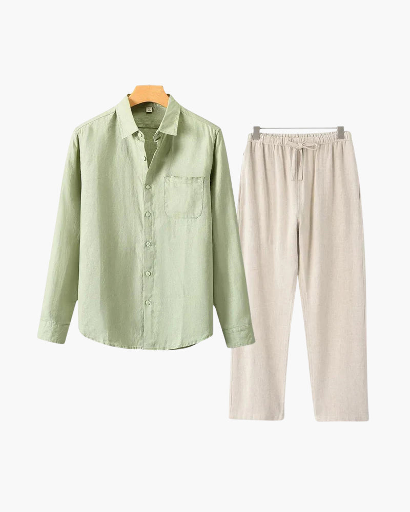 Linen Combo Set (Long Sleeve) - Dalm Fashion
