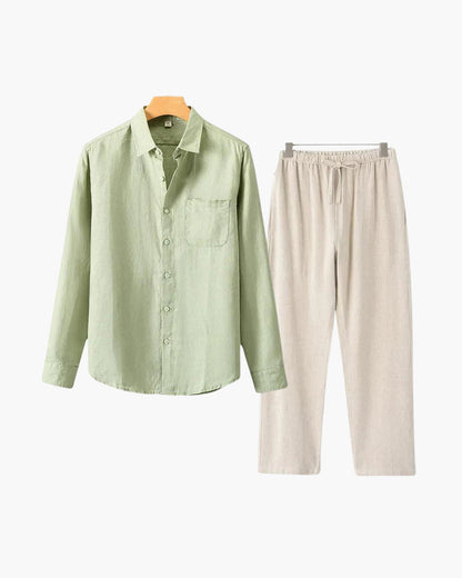 Linen Combo Set (Long Sleeve) - Dalm Fashion