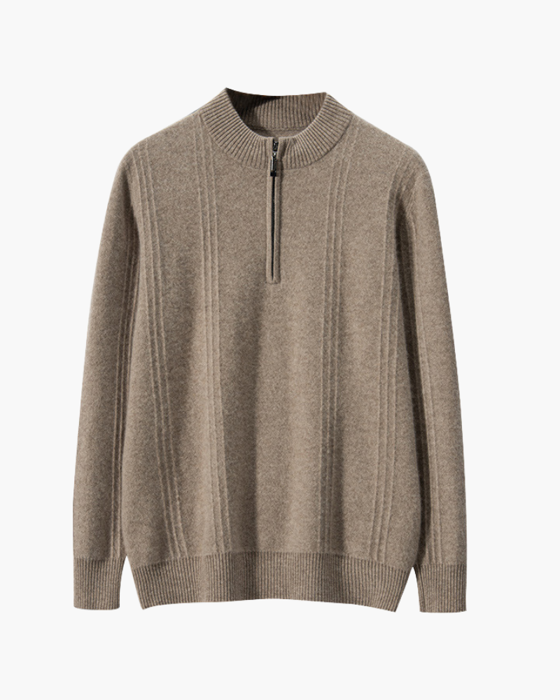100% Cashmere Ribbed Half Zip - Dalm Fashion