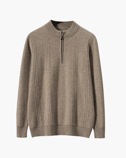 100% Cashmere Ribbed Half Zip - Dalm Fashion