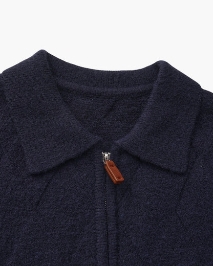 Heritage Diamond Knit Zip Cardigan - Dalm Fashion