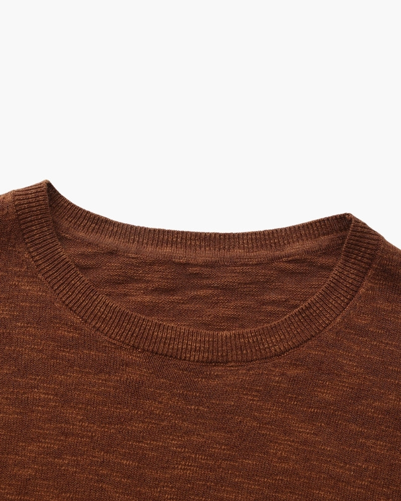 Linen Cotton Essential Crewneck - Dalm Fashion