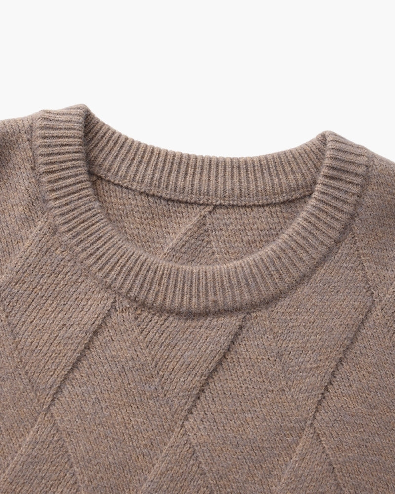 Diamond Knit Crewneck Sweater - Dalm Fashion