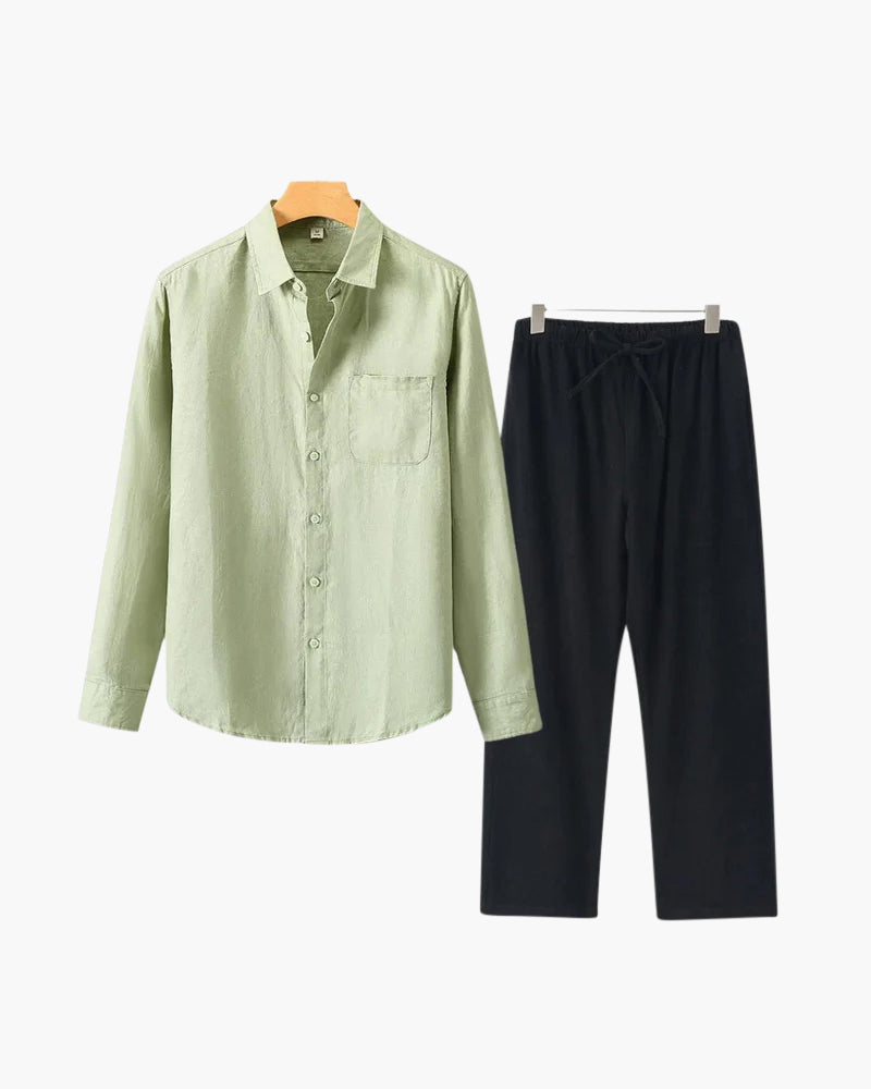 Linen Combo Set (Long Sleeve) - Dalm Fashion