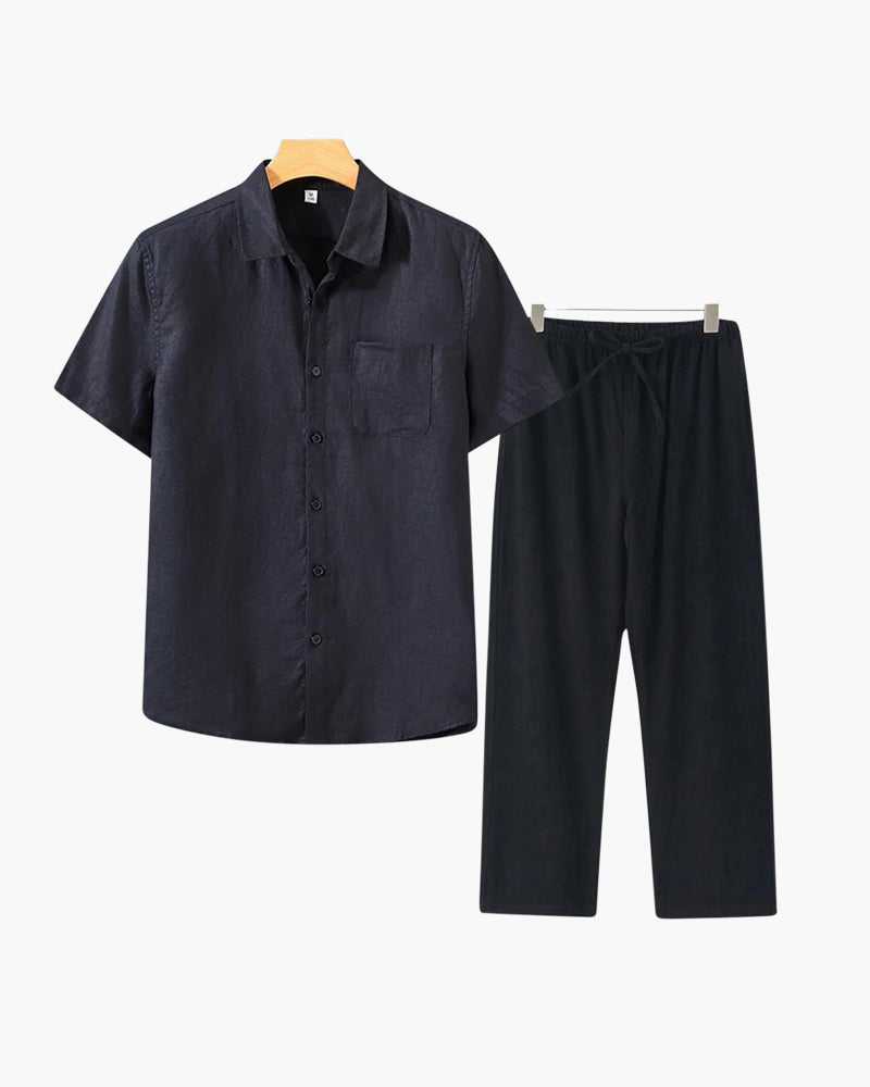 Linen Combo Set (Short Sleeve) - Dalm Fashion