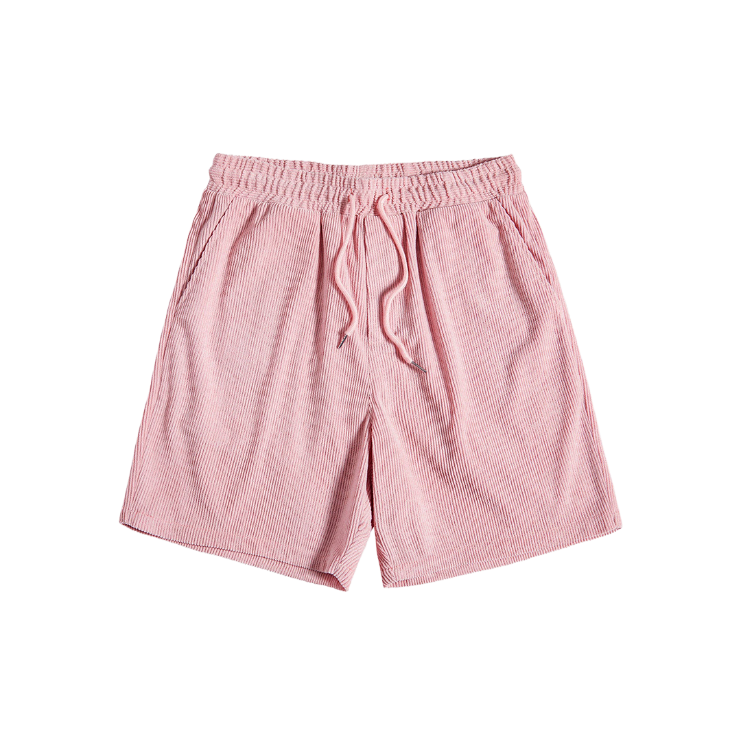 Short-Sleeved Corduroy Button Up Shirt & Shorts - Dalm Fashion