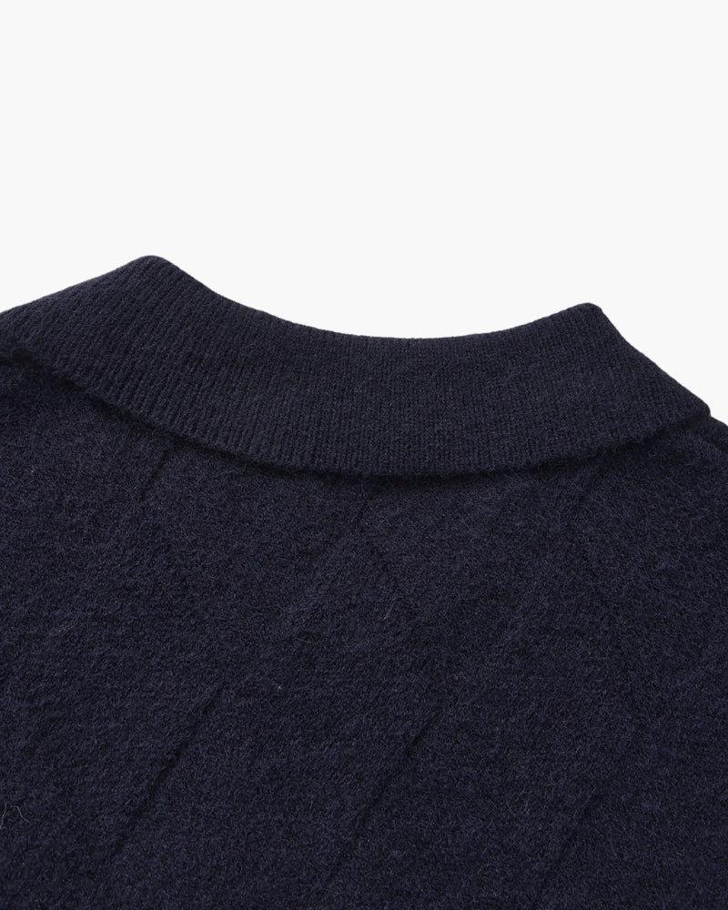 Heritage Diamond Knit Zip Cardigan - Dalm Fashion