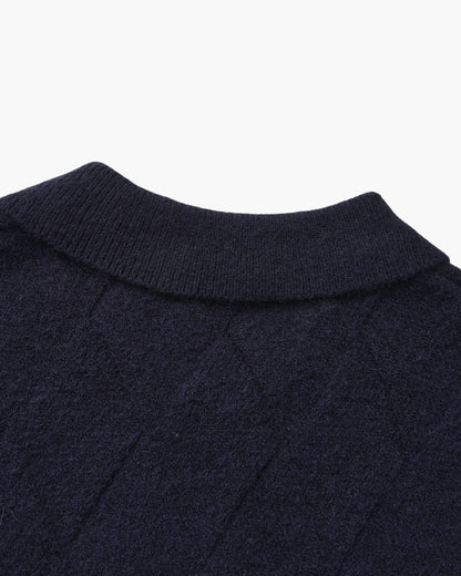 Heritage Diamond Knit Zip Cardigan - Dalm Fashion