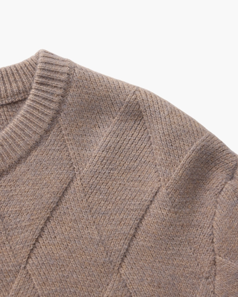 Diamond Knit Crewneck Sweater - Dalm Fashion