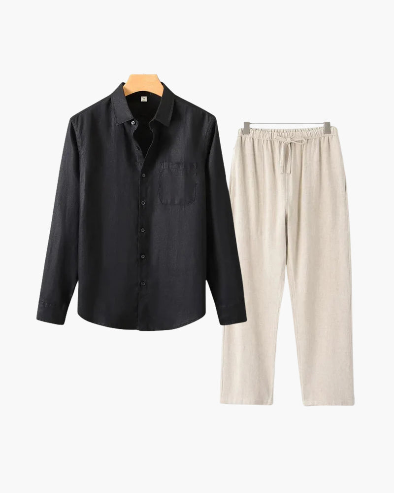 Linen Combo Set (Long Sleeve) - Dalm Fashion