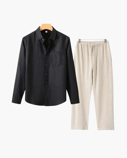 Linen Combo Set (Long Sleeve) - Dalm Fashion