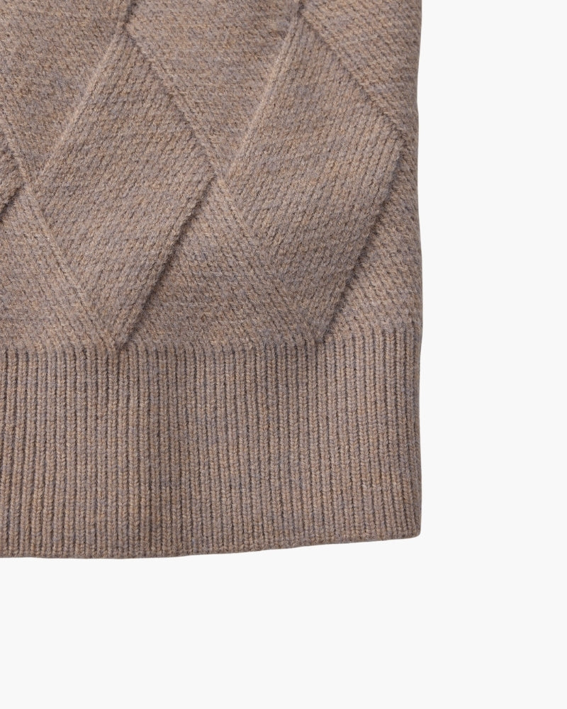 Diamond Knit Crewneck Sweater - Dalm Fashion