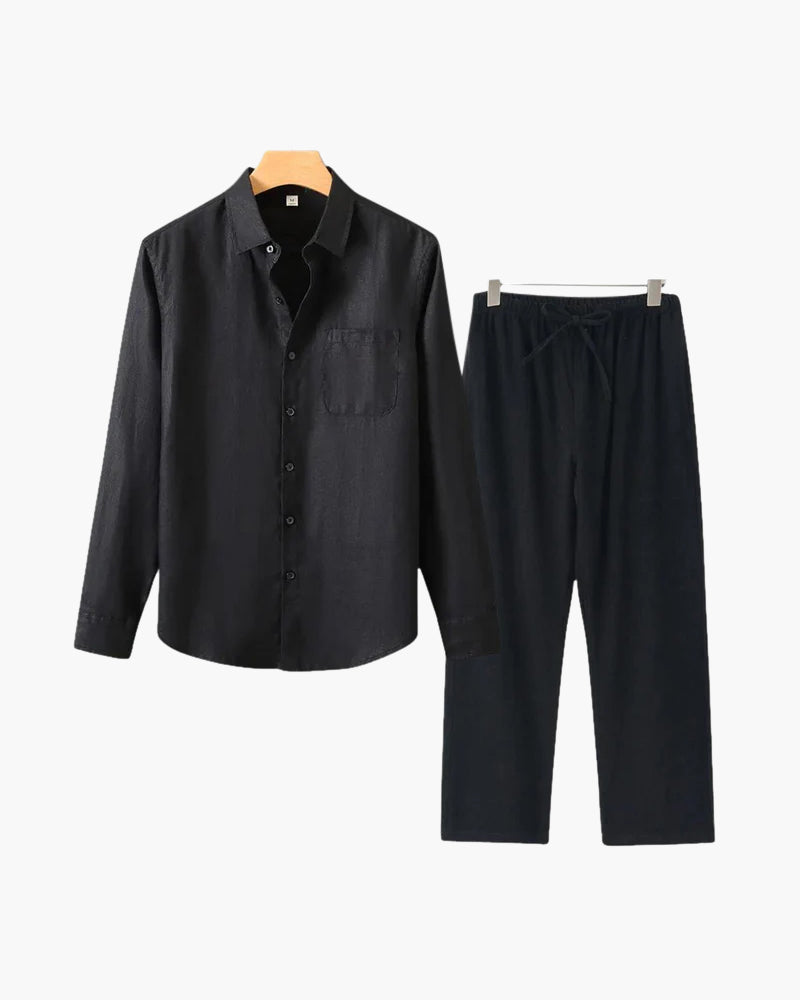 Linen Combo Set (Long Sleeve) - Dalm Fashion