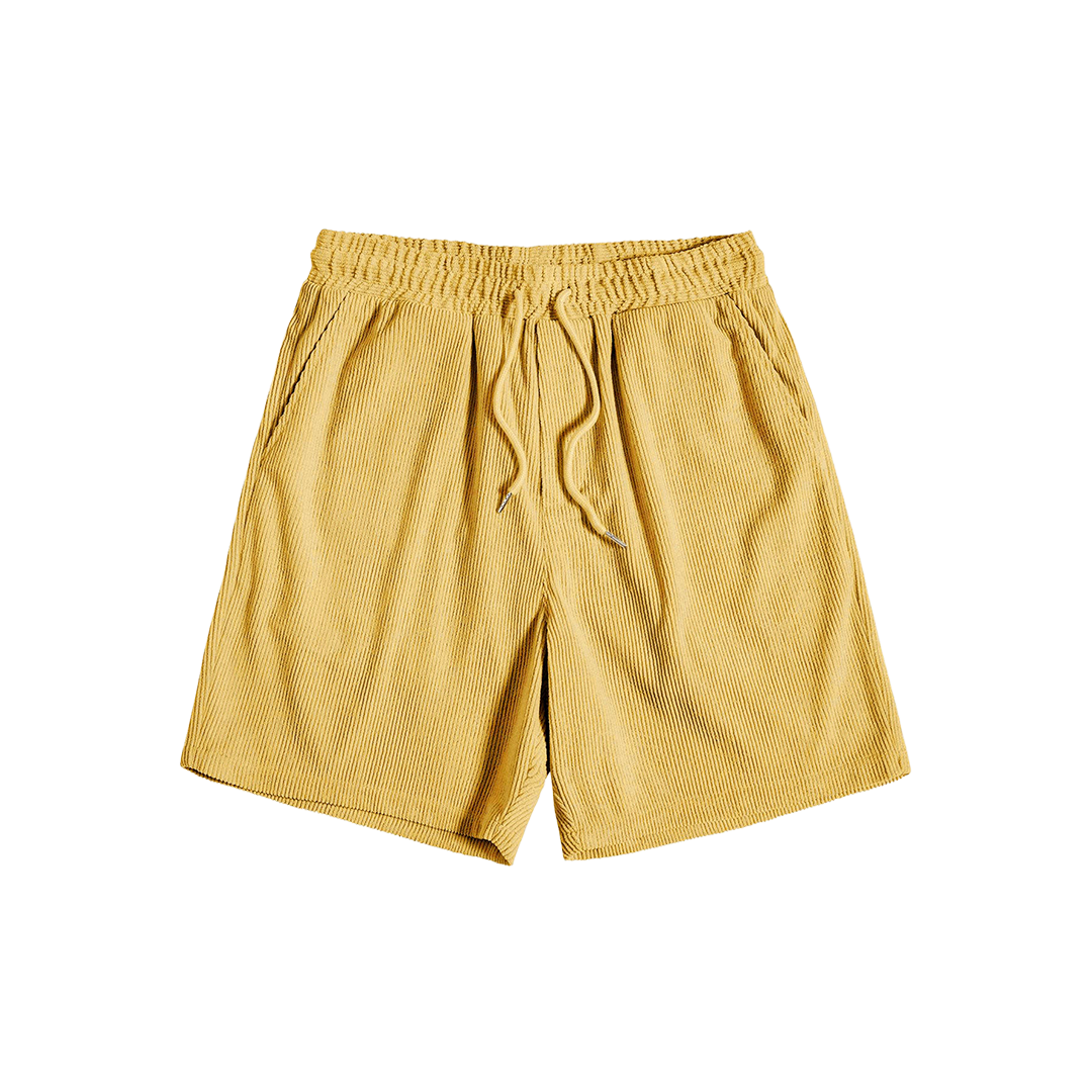 Short-Sleeved Corduroy Button Up Shirt & Shorts - Dalm Fashion