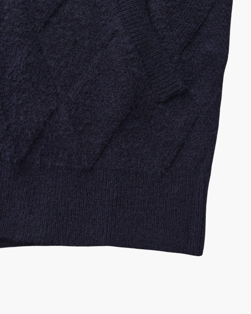 Heritage Diamond Knit Zip Cardigan - Dalm Fashion