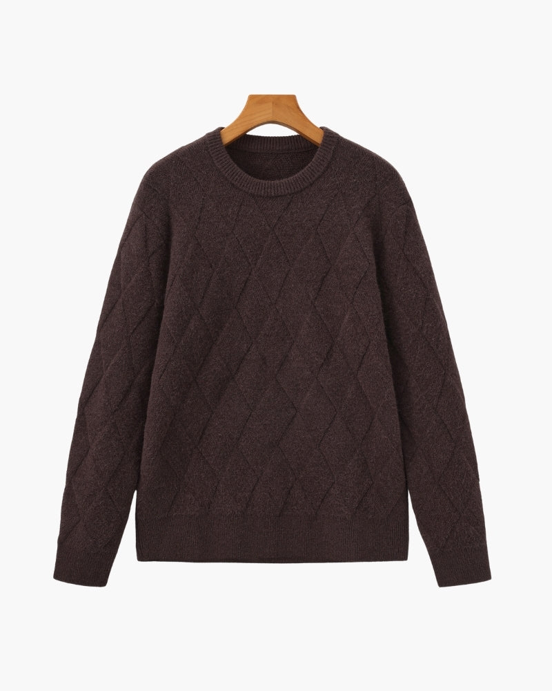 Diamond Knit Crewneck Sweater - Dalm Fashion