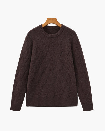Diamond Knit Crewneck Sweater - Dalm Fashion