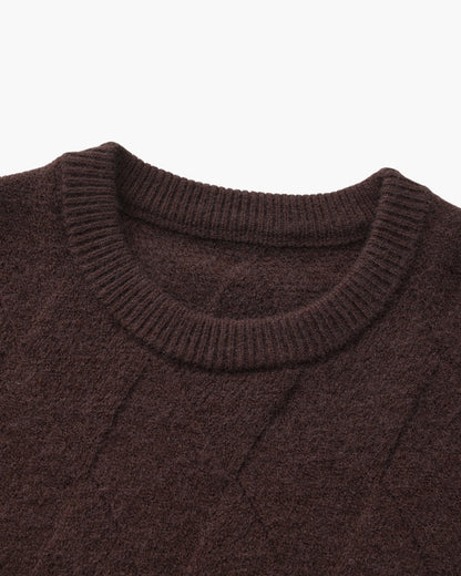 Diamond Knit Crewneck Sweater - Dalm Fashion