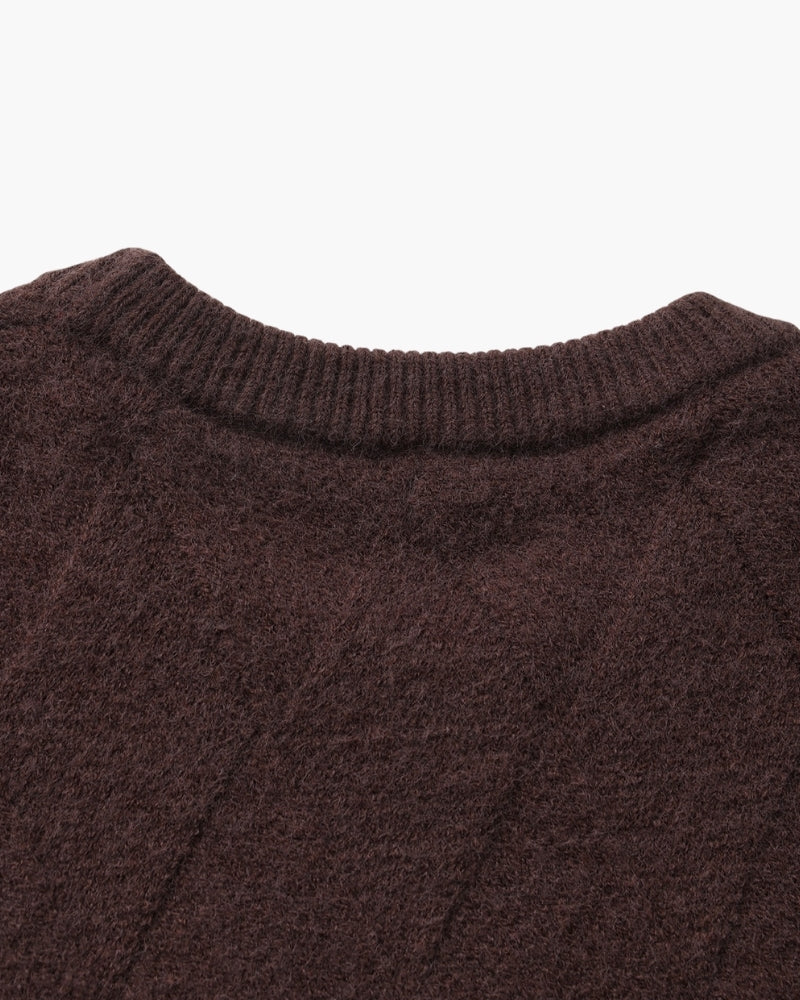 Diamond Knit Crewneck Sweater - Dalm Fashion