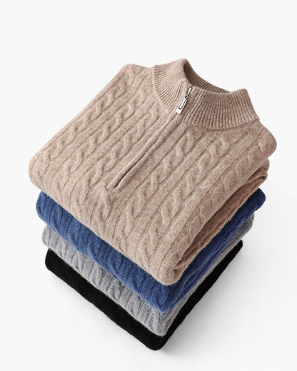 100% Cashmere Woven Half Zip - Dalm Fashion