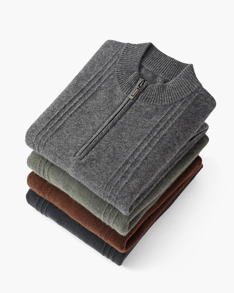 100% Cashmere Ribbed Half Zip - Dalm Fashion