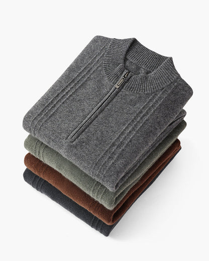 100% Cashmere Ribbed Half Zip - Dalm Fashion