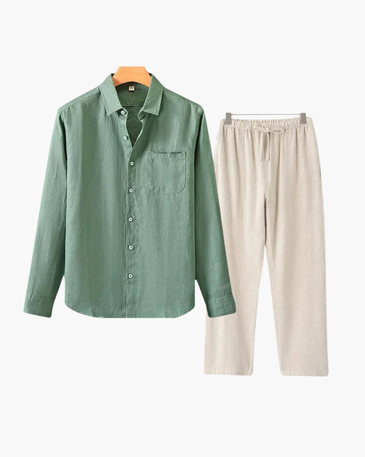 Linen Combo Set (Long Sleeve) - Dalm Fashion