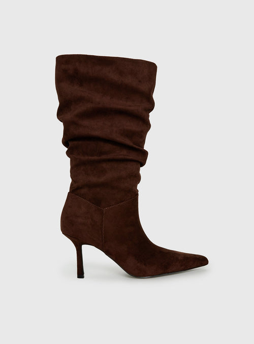 Such A Charmer Faux Suede Scrunch Boot Chocolate