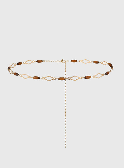 Long Weekends Beaded Chain Belt Gold / Brown
