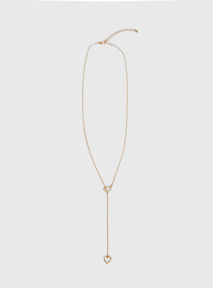 Velvet Chaos Y Heart Necklace Gold