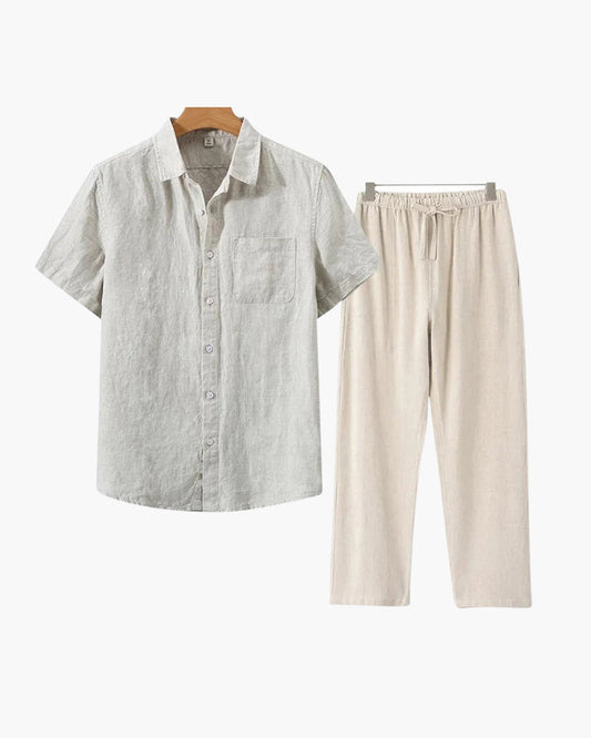Linen Combo Set (Short Sleeve) - Dalm Fashion